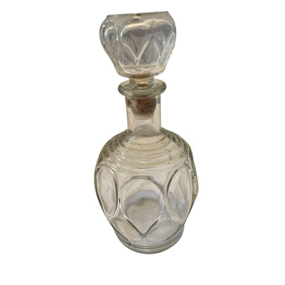 Vintage 1960s Modern Teardrop Shaped Stopper Mid Century Clear Glass Decanter - Picture 4 of 10